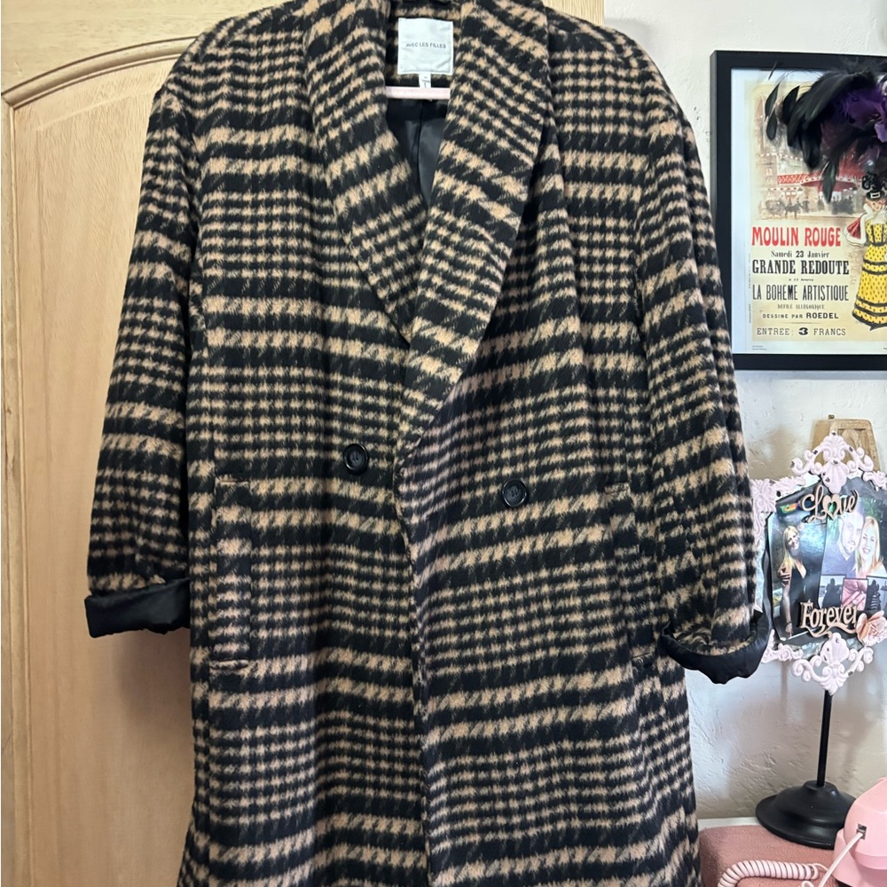 Avec Les Filles Black and Tan Trench Coat